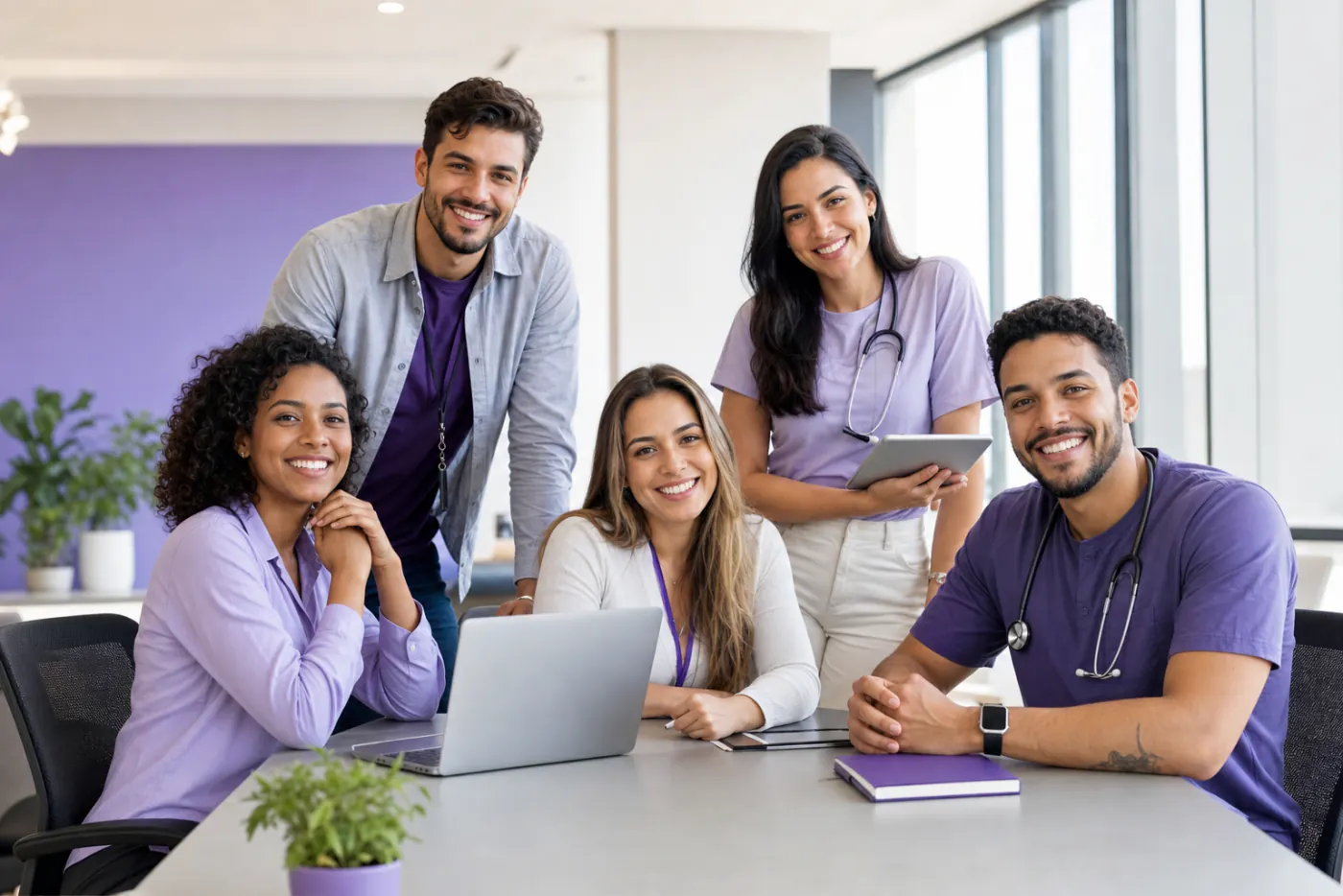 Equipe WayDoctor em treinamento com cliente