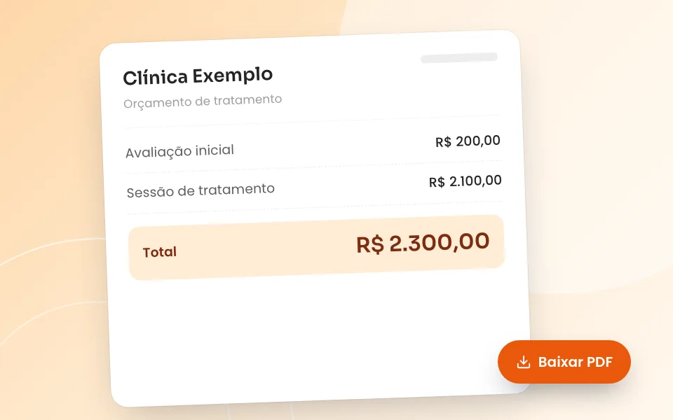 Prévia da Gerador de orçamento de tratamento