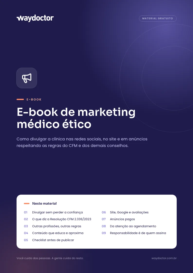 Capa do material E-book de marketing médico ético
