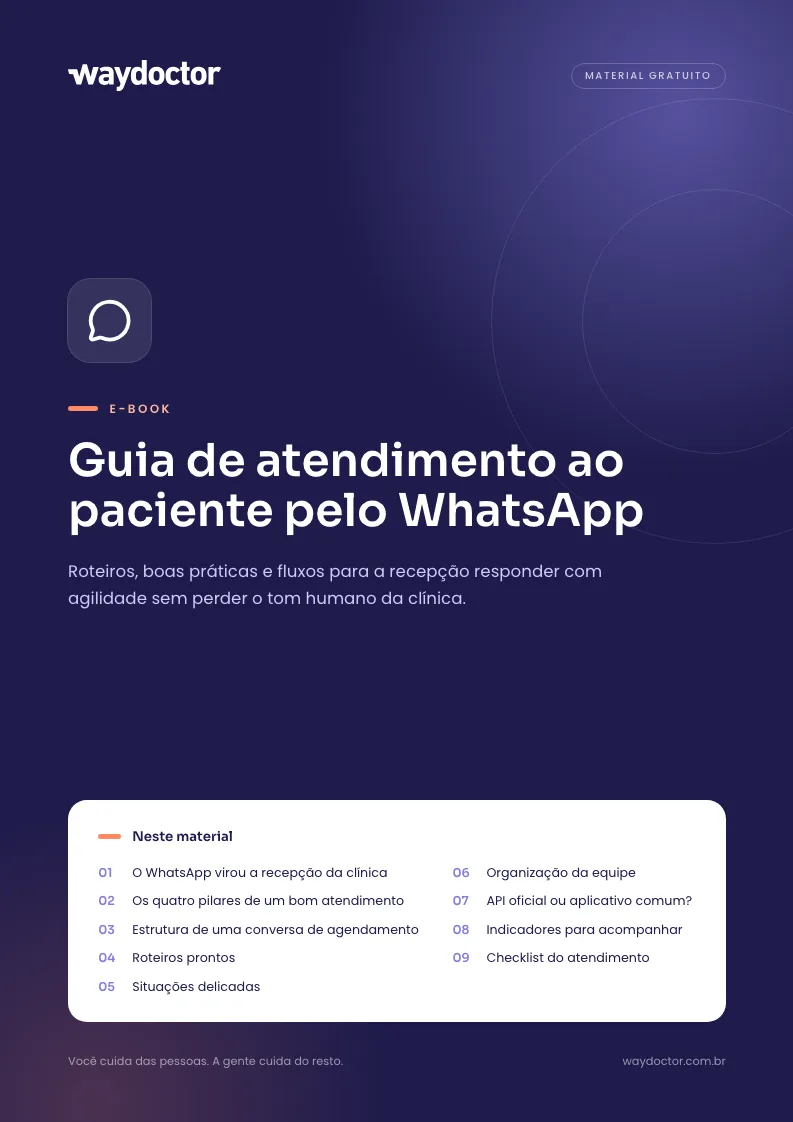Capa do material Guia de atendimento ao paciente pelo WhatsApp