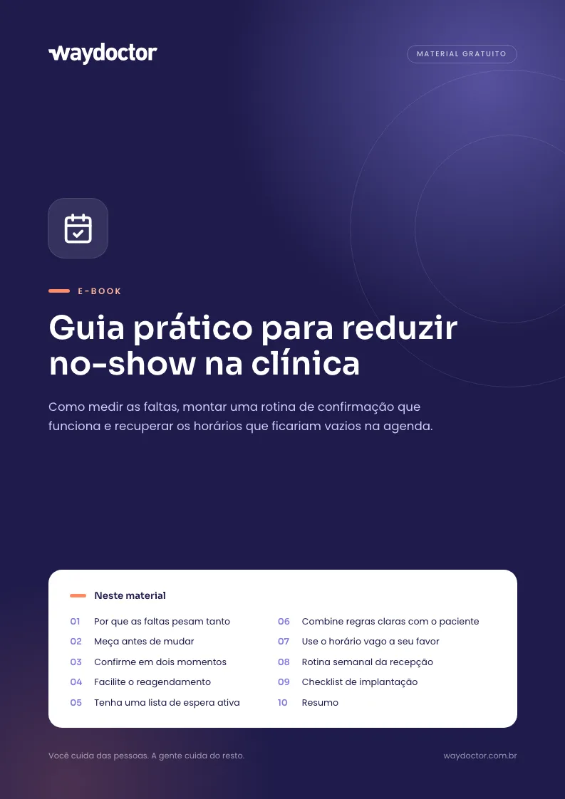 Capa do material Guia prático para reduzir no-show na clínica