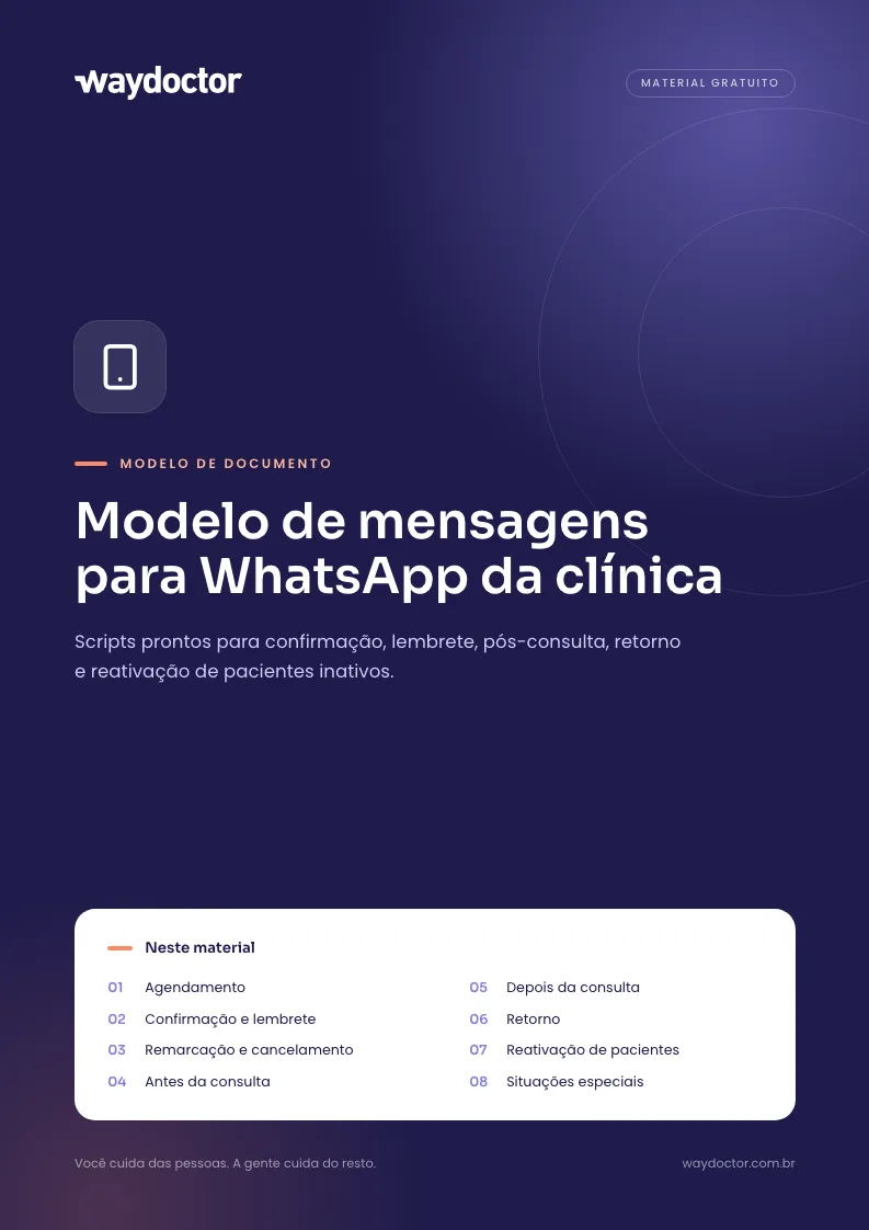 Capa do material Modelo de mensagens para WhatsApp da clínica