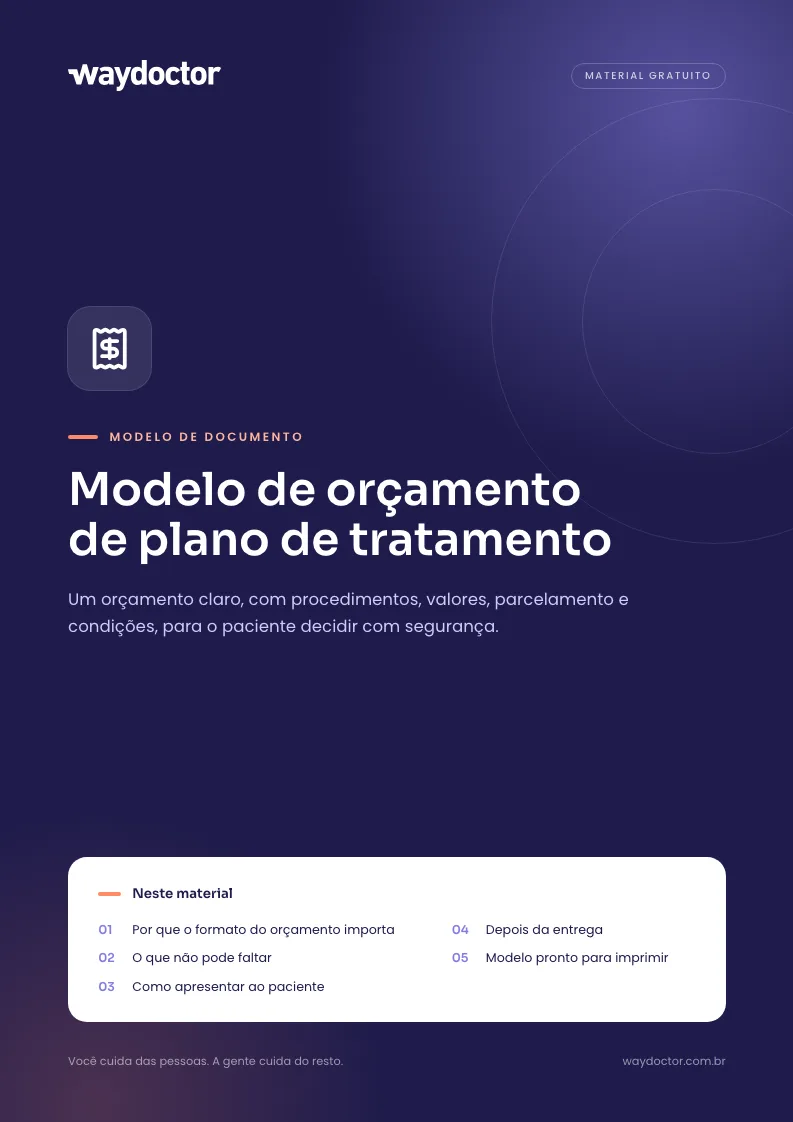 Capa do material Modelo de orçamento de plano de tratamento